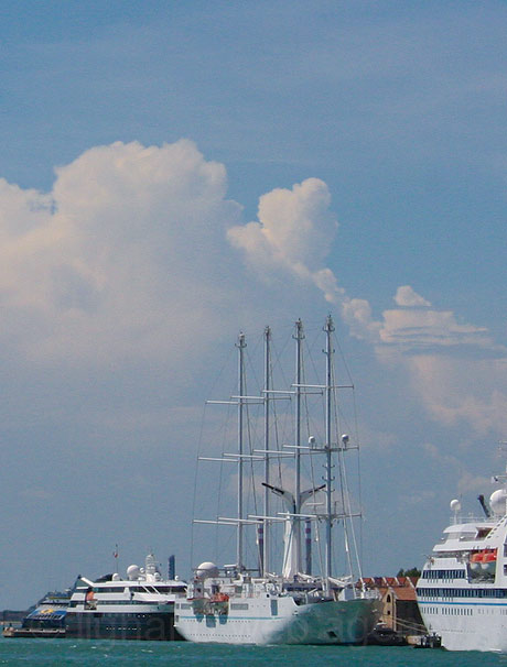 Anchored ships in venice port